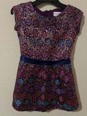 American Girl Girl's Size 6 Purple Metallic Floral Brocade Holiday Party Dress